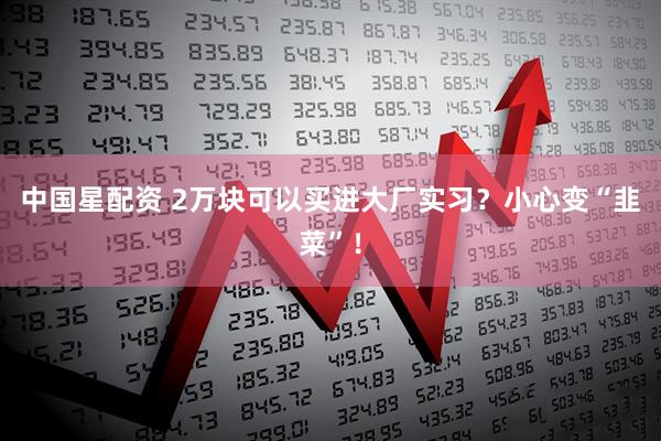 中国星配资 2万块可以买进大厂实习？小心变“韭菜”！