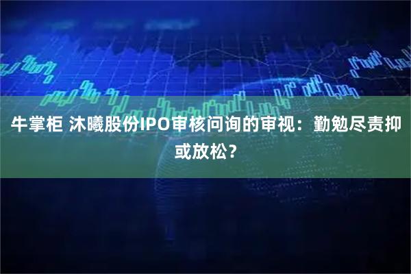 牛掌柜 沐曦股份IPO审核问询的审视：勤勉尽责抑或放松？