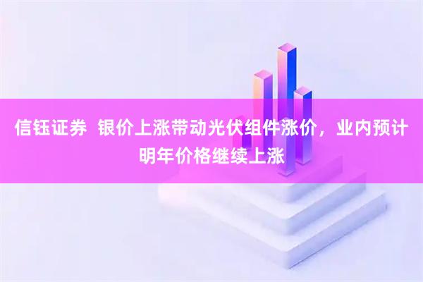 信钰证券 银价上涨带动光伏组件涨价,业内预计明年价格继续上涨